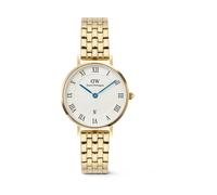 Daniel Wellington Montre femme Petite 28 mm Chiffres romains Date 5 maillons Doré