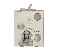 Danielle Creations Parure de lit en satin avec taie d'oreiller, masque pour les yeux et chouchou pour la routine beauté et sommeil des femmes, prévient les dommages, les plis et les frisottis
