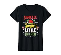 Danielle Santa's Little Helper Nom de Noël Danielle T-Shirt Graphique avec Valeur, Femme, Noir, XL