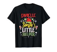 Danielle Santa's Little Helper Nom de Noël Danielle T-Shirt Graphique avec Valeur, Homme, Noir, XL