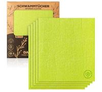 DANIHOME® Lot de 5 chiffons éponge verts | Plus que de simples chiffons : ustensiles de cuisine durables, lavables et réutilisables | Idéal pour la cuisine, la maison et la voiture | Grande capacité