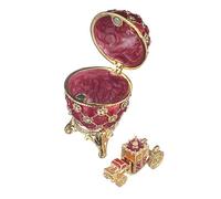 danila-souvenirs Boîte à bijoux en forme d'œuf de Pâques avec carrosse Rouge 6,5 cm