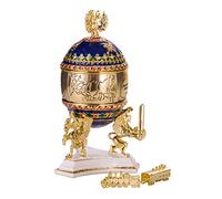 danila-souvenirs Œuf à la Fabergé/boîte à Bijoux Chemin de Fer transsibérien 12,5 cm, Bleu