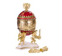 danila-souvenirs Œuf à la Fabergé/boîte à bijoux Chemin de fer transsibérien 12,5 cm, rouge
