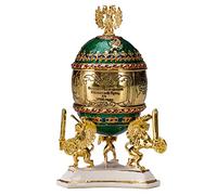 danila-souvenirs Œuf à la Fabergé/boîte à bijoux Chemin de fer transsibérien 12,5 cm, vert