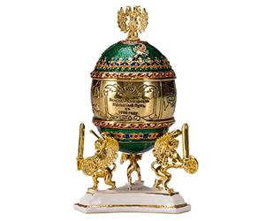 danila-souvenirs Œuf à la Fabergé/boîte à bijoux Chemin de fer transsibérien 12,5 cm, vert
