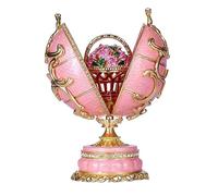 danila-souvenirs Œuf à la Fabergé boîte à Musique boîte à Bijoux Fleurs de Printemps avec Panier 16,5 cm, Rose