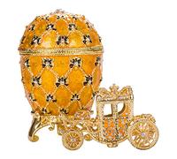 danila-souvenirs Œuf à la Fabergé de couronnement/boîte à bijoux avec carrosse 10 cm, jaune