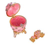 danila-souvenirs Œuf à la Fabergé de couronnement/boîte à bijoux avec carrosse 6,5 cm, rose