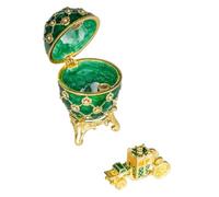 danila-souvenirs Œuf à la Fabergé de couronnement boîte à bijoux avec carrosse 6,5 cm, vert