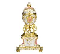 danila-souvenirs Œuf à la Fabergé Royal danois (Jubilé danois) boîte à bijoux avec des lions 13 cm, rose