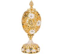 danila-souvenirs Œuf à la Fabergé sculpté avec Fleurs et Papillon 16,5 cm, Couleur Or