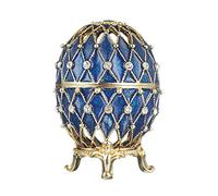 danila-souvenirs Œuf à la Fabergé sculpté/boîte à bijoux 7,5 cm, bleu
