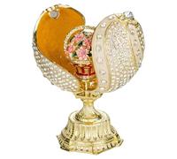 danila-souvenirs Œuf à la Fabergé torsadé avec panier de fleurs 12 cm, crème