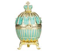 danila-souvenirs Œuf Côtelé à la Fabergé boîte à bijoux avec couronne impériale 9 cm, bleu clair