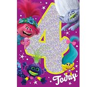 Danilo Promotions DreamWorks Trolls World Tour Carte d'anniversaire 4 ans avec couverture holographique