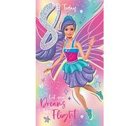 Danilo Promotions Limited Carte d'anniversaire Barbie 8 ans, carte d'anniversaire officielle Barbie 8 ans, carte d'anniversaire Barbie 8 ans, multicolore, 22,9 x 12,7 cm