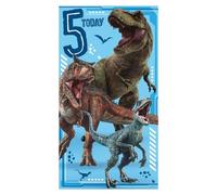 Danilo Promotions Limited Carte d'anniversaire officielle Jurassic World The Movie 5 ans, carte d'anniversaire pour lui, carte d'anniversaire recyclable, carte d'anniversaire sous licence officielle
