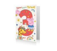 Danilo Promotions Limited Danilo Promotions Ltd PG080 Carte d'anniversaire officielle Peppa Pig pour 3 ans Motif Yippee You're Three Plusieurs couleurs 17,8 x 12,7 cm