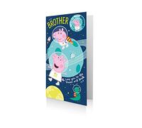Danilo Promotions Ltd Carte d'anniversaire officielle Peppa Pig pour frère, badge inclus
