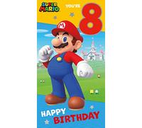 Danilo Promotions LTD Carte d'anniversaire Super Mario, carte d'anniversaire pour enfants pour 8e anniversaire, carte Super Mario pour enfants, carte d'anniversaire sous licence officielle