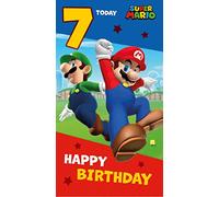 Danilo Promotions LTD Carte d'anniversaire Super Mario pour 7e anniversaire, carte d'anniversaire pour enfants, carte d'anniversaire Super Mario pour enfants, carte d'anniversaire sous licence