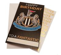 Danilo Promotions Ltd Newcastle Football Club Carte d'anniversaire avec autocollants pour personnaliser votre légende pour maman, papa, petit-fils, petit ami, carte d'anniversaire ouverte Noir