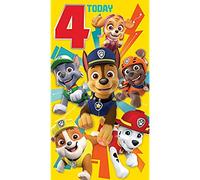 Danilo Promotions LTD Paw Patrol PA063 Carte d'anniversaire officielle 4 ans Couleurs multiples