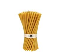 Danilovo Bougies en Cire d'Abeille Pure - Bougies Coniques Hautes, Fines - Bougies Décoratives pour la Prière d'Église, la Décoration ou les Bougies d'Anniversaire - Longueur 16,5 cm, 50 Pièces