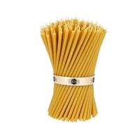 Danilovo Bougies en Cire d'Abeille Pure - Bougies Coniques Hautes, Fines - Bougies Décoratives pour la Prière d'Église, la Décoration ou les Bougies d'Anniversaire - Longueur 18,5 cm, 50 Pièces