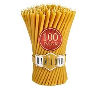 Danilovo Bougies en Cire d'Abeille Pure, Bougies Naturelles pour la Prière à l'Eglise, Rituales, la Méditation, Décoration pour le Gâteau d'Anniversaire, 18,5 cm de long, Lot de 100 (Jaune)