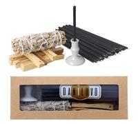 Danilovo Coffret d’Encens : 5 Bâtons d’Encens Palo Santo, 1 Sauge Blanche, 50 Bougies en Cire d’Abeille et 1 Bougeoir - Idéal pour la Méditation, la Purification des Pièces et l’Aromathérapie