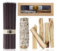 Danilovo Coffret d’Encens : 5 Bâtons d’Encens Palo Santo, 1 Sauge Blanche, 50 Bougies en Cire d’Abeille - Idéal pour la Méditation, la Purification des Pièces et l’Aromathérapie