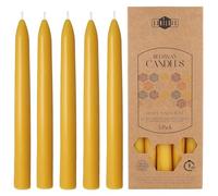 Danilovo Lot de 5 Bougies en Cire d'Abeille Naturelle - Bougies en Pure Cire d'Abeille - Coniques, Durables et à Combustion Longue pour tout Bougeoir - Parfum Miel, Jaune