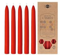 Danilovo Lot de 5 Bougies en Cire d'Abeille Naturelle - Bougies en Pure Cire d'Abeille - Coniques, Durables et à Combustion Longue pour tout Bougeoir - Parfum Miel, Rouge