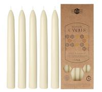 Danilovo Lot de 5 Bougies en Cire d'Abeille Naturelle - Bougies en Pure Cire d'Abeille - Coniques, Durables et à Combustion Longue pour tout Bougeoir - Parfum Miel, Blanc