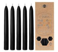 Danilovo Lot de 5 Bougies en Cire d'Abeille Naturelle - Bougies en Pure Cire d'Abeille - Coniques, Durables et à Combustion Longue pour tout Bougeoir - Parfum Miel, Noir