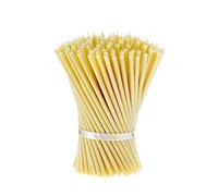 Danilovo Lot de 50 bougies blanches en cire d'abeille - Bougies orthopédiques pour prière, rituels, décoration de table de mariage - Non toxiques - Sans goutte - N40 - Hauteur : 25,5 cm - Ø 7,4 mm