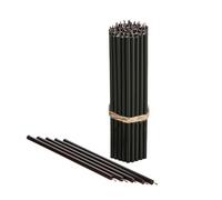 Danilovo Lot de 50 bougies en cire d'abeille - Noires - Ne coulent pas - Hautes et fines- 16 cm de haut x 0,5 cm de diamètre (noir)