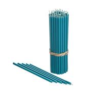 Danilovo Lot de 50 bougies en cire d'abeille - Turquoise - Ne coule pas, sans fumée - Bougies décoratives pour prière d'église, décoration ou anniversaire - 16 cm x 0,5 cm (turqoise)