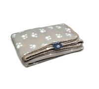 Danish Design Essentials Couverture Polaire pour Chien, Beige, 75 x 100 cm, Motif Empreintes de Pattes, Douce et Lavable en Machine pour Chiens