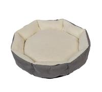 Danish Design Essentials Lit matelassé pour Chien - Argenté - Taille S - 53 x 53 x 15 cm - avec Doublure en Fourrure - Lavable en Machine