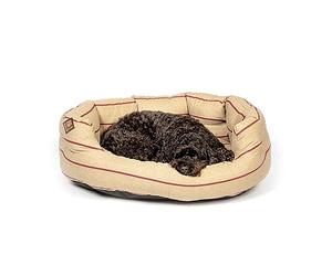 Danish Design Heritage Lit matelassé à Chevrons pour Chien/Chiot en Polyester Doux Lavable en Machine Motif Rayures Beige et Bordeaux 88,9 cm