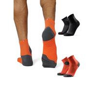 DANISH ENDURANCE 2 Paires de Chaussettes de Course à Pied Anti-Dérapantes, Anti-Ampoules et Respirantes, Multicoleurs (1x Noir, 1x Orange), 35-38