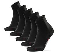 DANISH ENDURANCE 3 ou 5 Paires de Chaussettes de Sport Mi-Hautes, Respirantes & Anti-Ampoules, Homme Femme, Noir - 5 Paires, 43-47