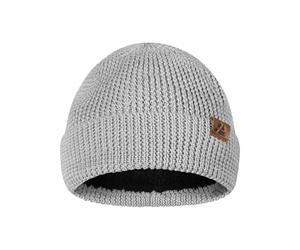 DANISH ENDURANCE Bonnet en Laine Mérinos Chaud Doublé Polaire pour l'Automne et l'hiver, pour Hommes et Femmes, Bonnets Thermiques, Gris, One Size