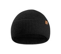 DANISH ENDURANCE Bonnet en Laine Mérinos pour Enfants, Doublure Chaude en Polaire, Bonnet Thermique d'Automne et d'Hiver pour Garçons et Filles, Noir, One Size