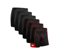 DANISH ENDURANCE Boxer Homme Sport Respirants et Doux, Anti-Frottement, Lot de 6, MC 3X Noir, 3X Coutures Noir/Rouge, XXL