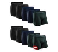 DANISH ENDURANCE Boxers Hommes, Caleçons en Coton Ultra Doux avec ou sans Braguette, Lot de 3, 6 ou 10, Multicolore (4xNoir, 3xBleu Mélange, 3xVert), L