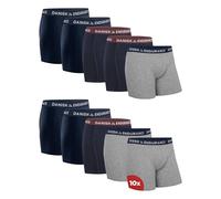 DANISH ENDURANCE Boxer Homme, Calecon Homme en Coton Ultra Doux avec ou sans Braguette, Lot de 10, Multicolore (4xmarine, 3xmarine/Bordeaux, 3xgris/Marine), XXL